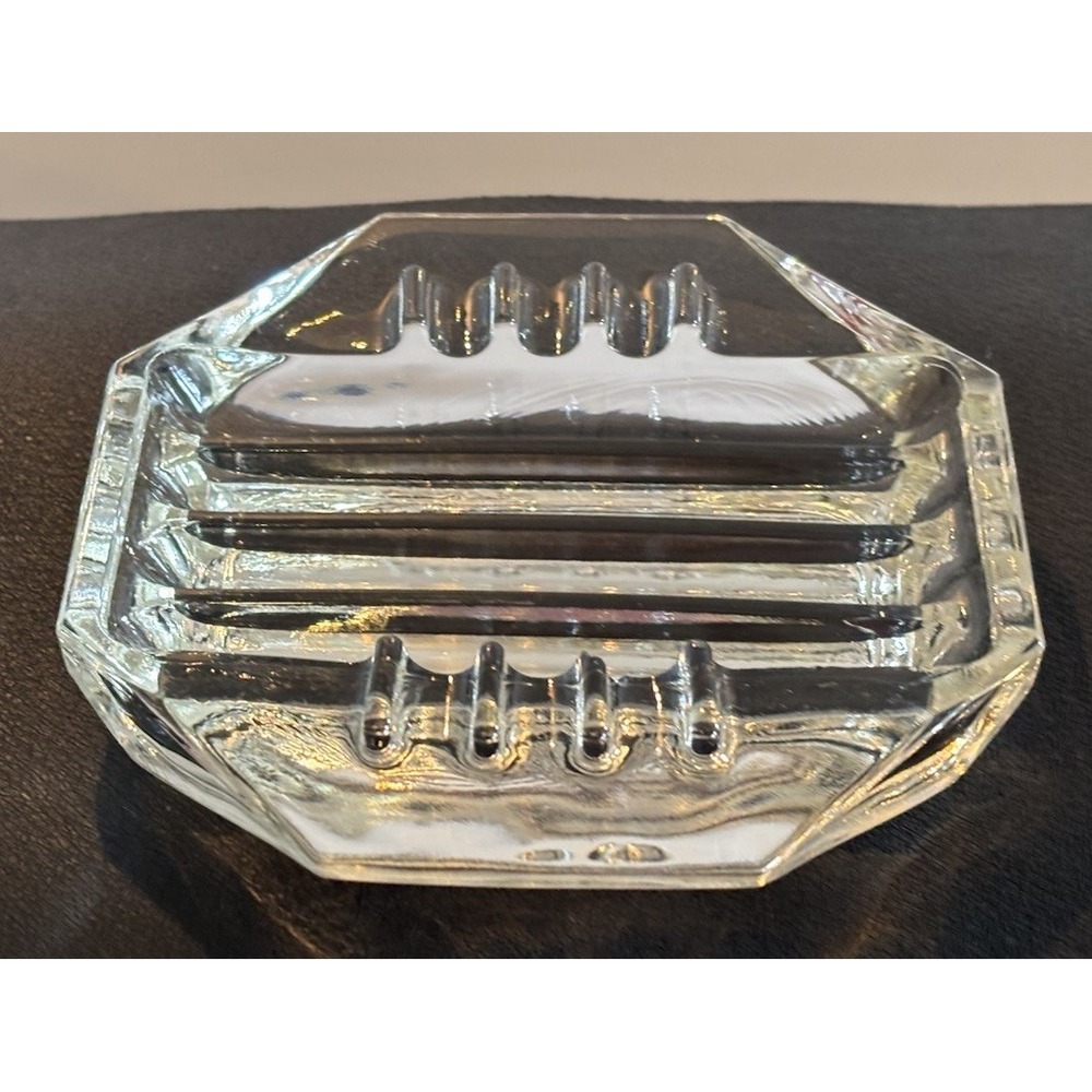Vintage Clear Glass Octagon Ashtray Blade Runner Safex 5" Art Deco MCM